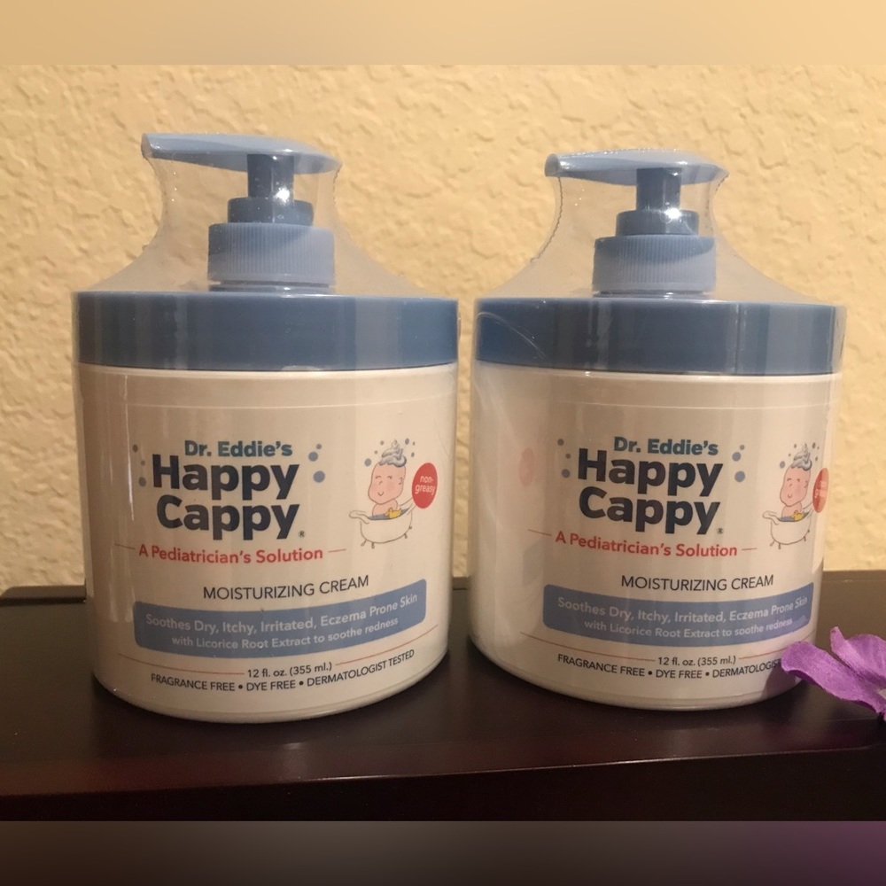 Dr Eddie’s Happy Cappy Moisturizing Cream for Eczema Prone Skin (2) jars w/pump
